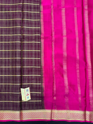 Pure Mysore silk saree with smooth texture and zari border – perfect for weddings and festive wear