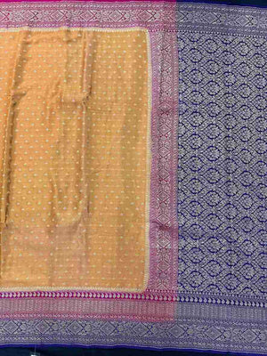 Designer 3D Pattern Pure Banarasi Crepe Silk Saree