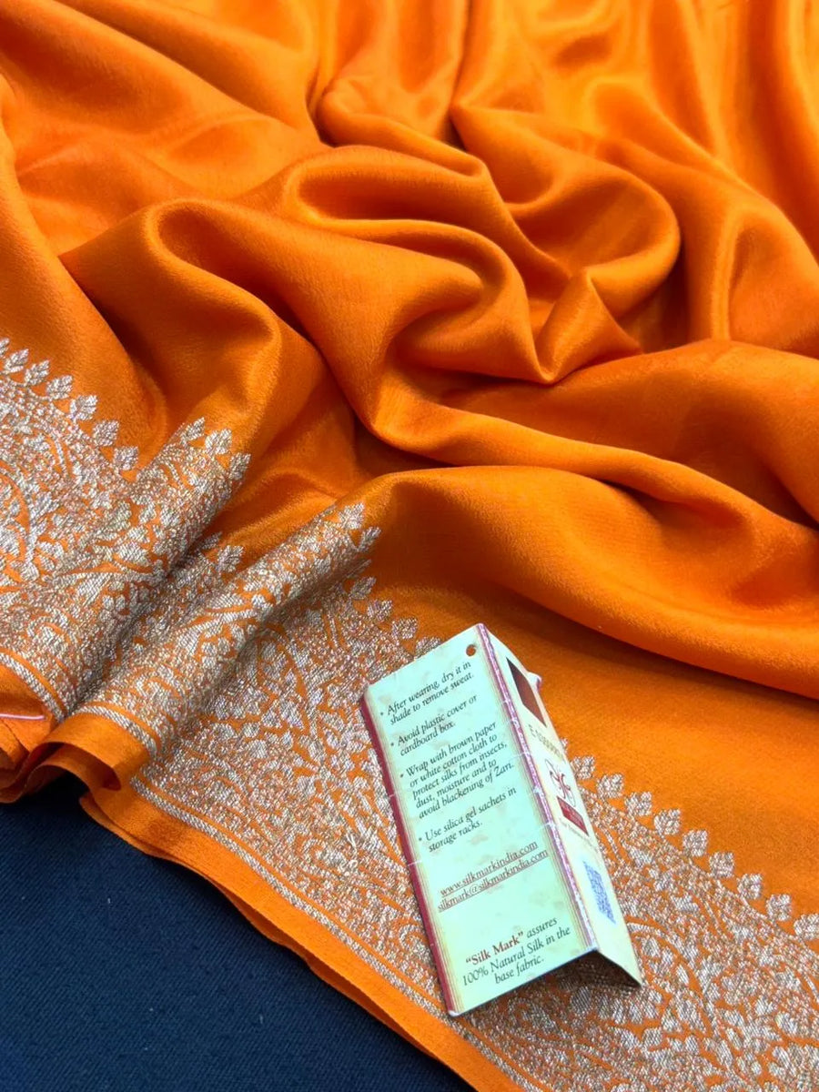 Elegant Pure Banarasi Crepe Silk Saree for Festive Grace