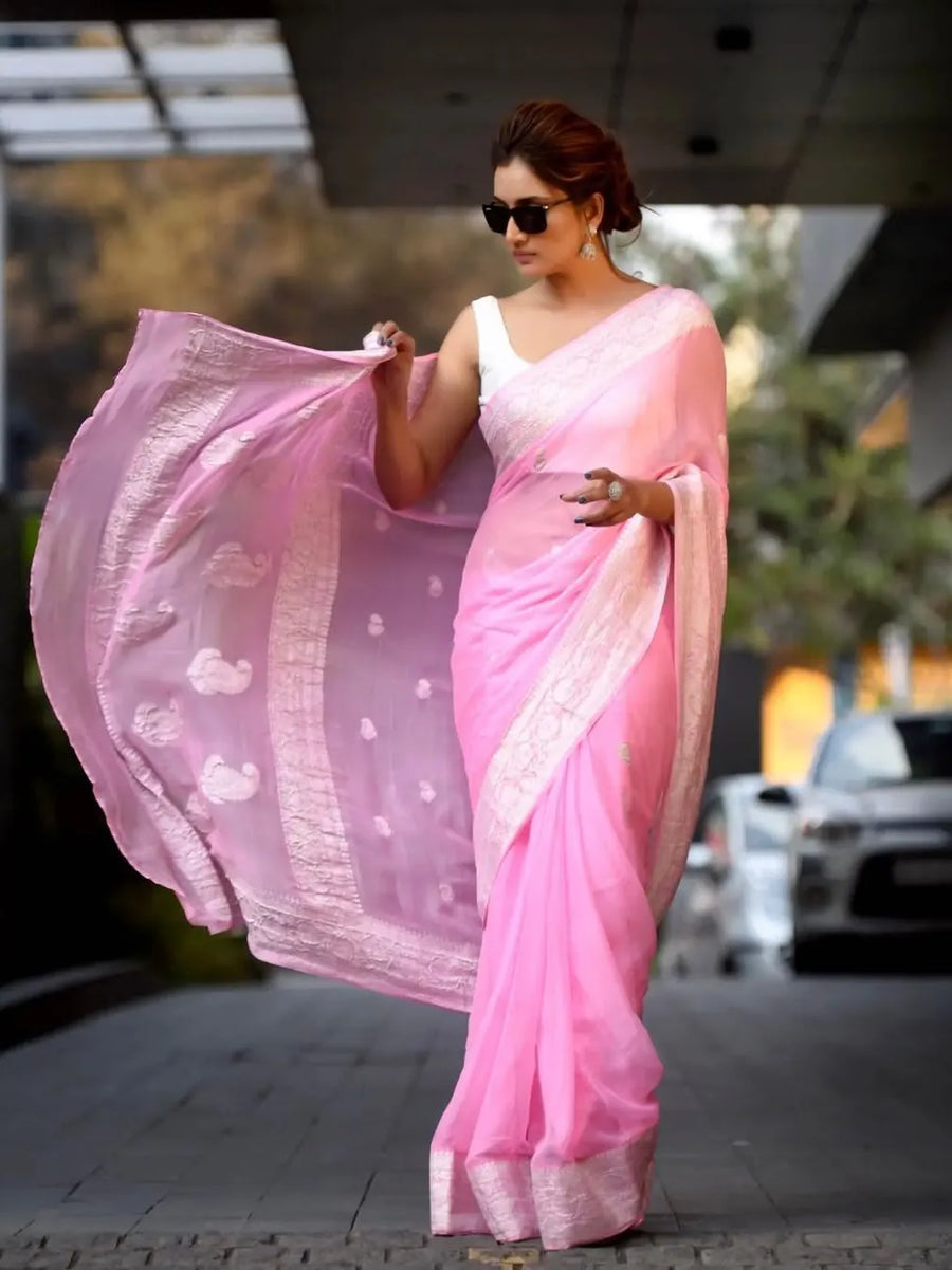 Banarasi Self-Color Pure Khaddi Chiffon