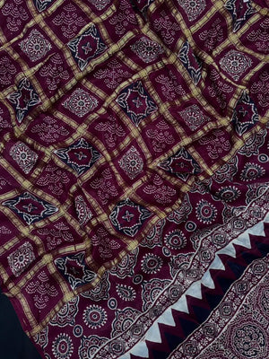 Designer Ajrak Saree – Ethnic & Festive Wear (Queen of Cairo)