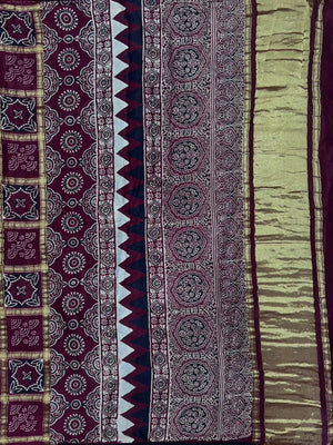 Designer Ajrak Saree – Ethnic & Festive Wear (Queen of Cairo)