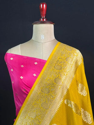 Sunehri Zari Banarasi Georgette Saree