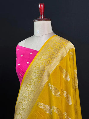Sunehri Zari Banarasi Georgette Saree