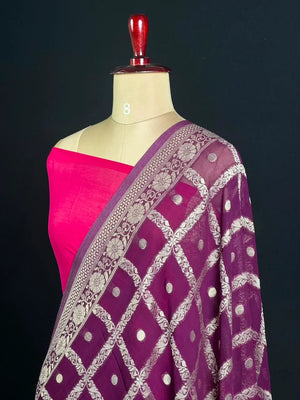 Regal Checks Semi Georgette Silk Saree