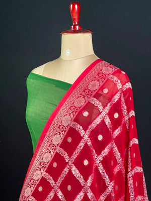 Regal Checks Semi Georgette Silk Saree