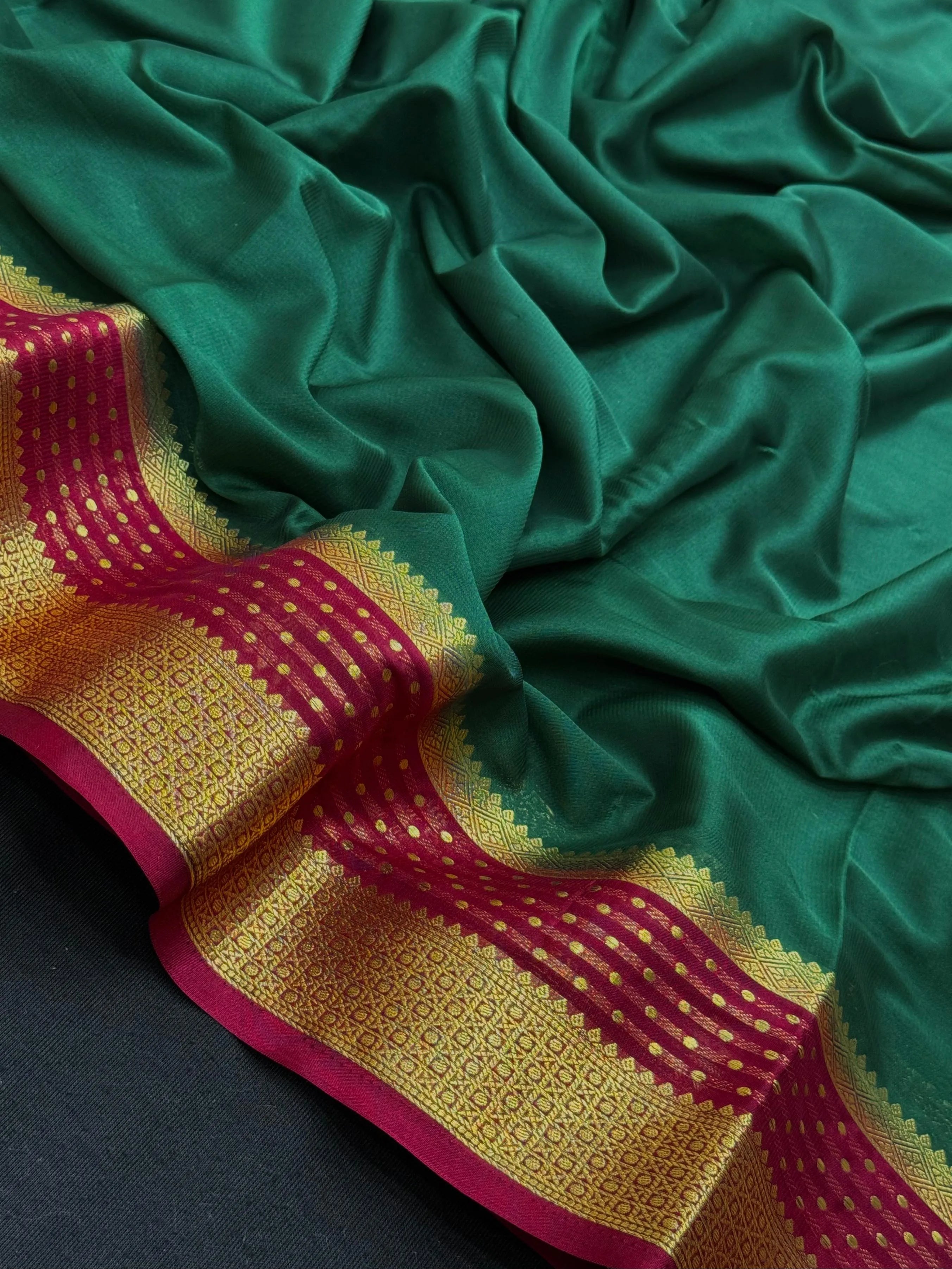 Radiant Charm in Semi Mysore Crepe Silk Saree (RMS Crape)