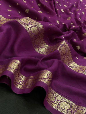 Handcrafted Semi Mysore Crepe Silk Saree – Perfect Festive Wear (RMS Crape)