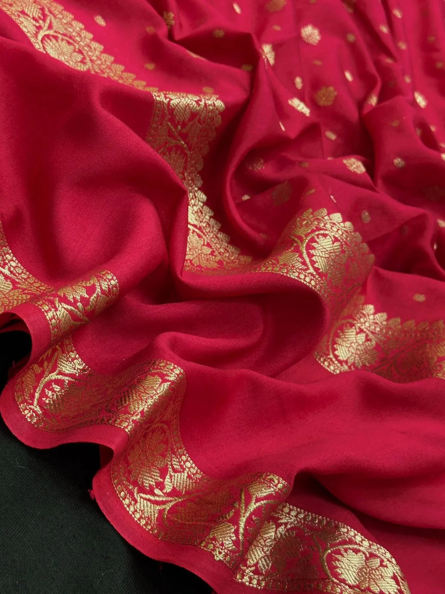 Handcrafted Semi Mysore Crepe Silk Saree – Perfect Festive Wear (RMS Crape)
