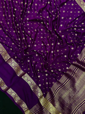 Handcrafted Semi Mysore Crepe Silk Saree – Perfect Festive Wear (RMS Crape)