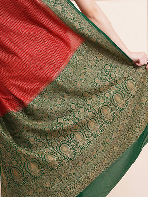 "Elegant pure Banarasi crepe silk saree with intricate designs, perfect for wedding wear and festive occasions, offering a luxurious feel and beautiful drape."