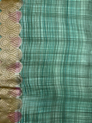 Handcrafted Gaji Silk Saree – Elegant & Timeless Drape-Rose Weave