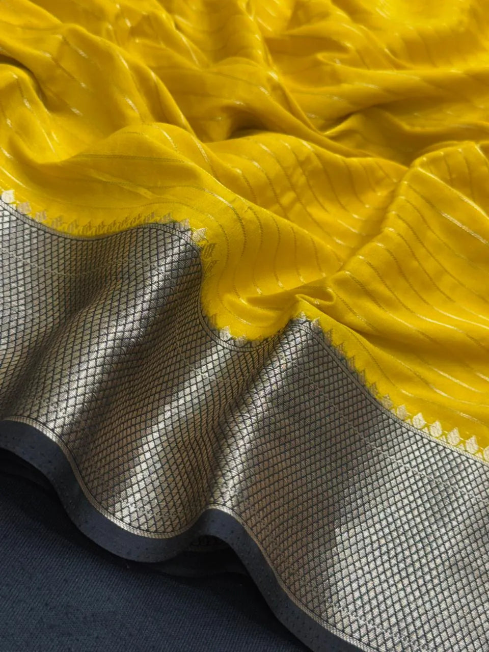 Luxe Drapes: Semi Mysore Crepe Silk Saree for Timeless Elegance (Rz Khaddi Jeorjet)