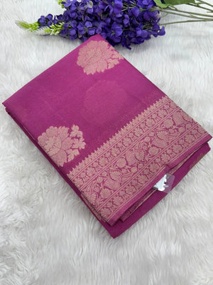 Elegant Semi Georgette Silk Saree with Rich Woven Border