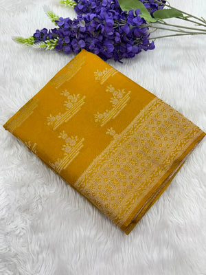 Elegant Semi Georgette Silk Saree with Rich Woven Border