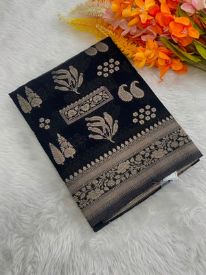 Elegant Semi Georgette Silk Saree with Rich Woven Border