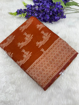 Elegant Semi Georgette Silk Saree with Rich Woven Border