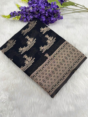 Elegant Semi Georgette Silk Saree with Rich Woven Border