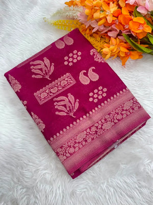 Elegant Semi Georgette Silk Saree with Rich Woven Border