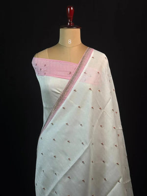 Classic Tussar Silk Saree – Elegant Indian Attire (Snow Net)
