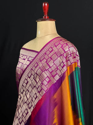 Traditional Semi Katan Silk Ikkat Drapes