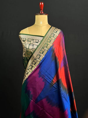 Traditional Semi Katan Silk Ikkat Drapes