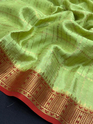 Authentic Pure Mysore Silk Chex Saree for Festive Elegance-(Sangeetha Chex CNT)