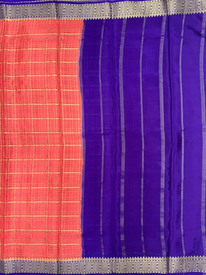 Authentic Pure Mysore Silk Chex Saree for Festive Elegance-(Sangeetha Chex CNT)