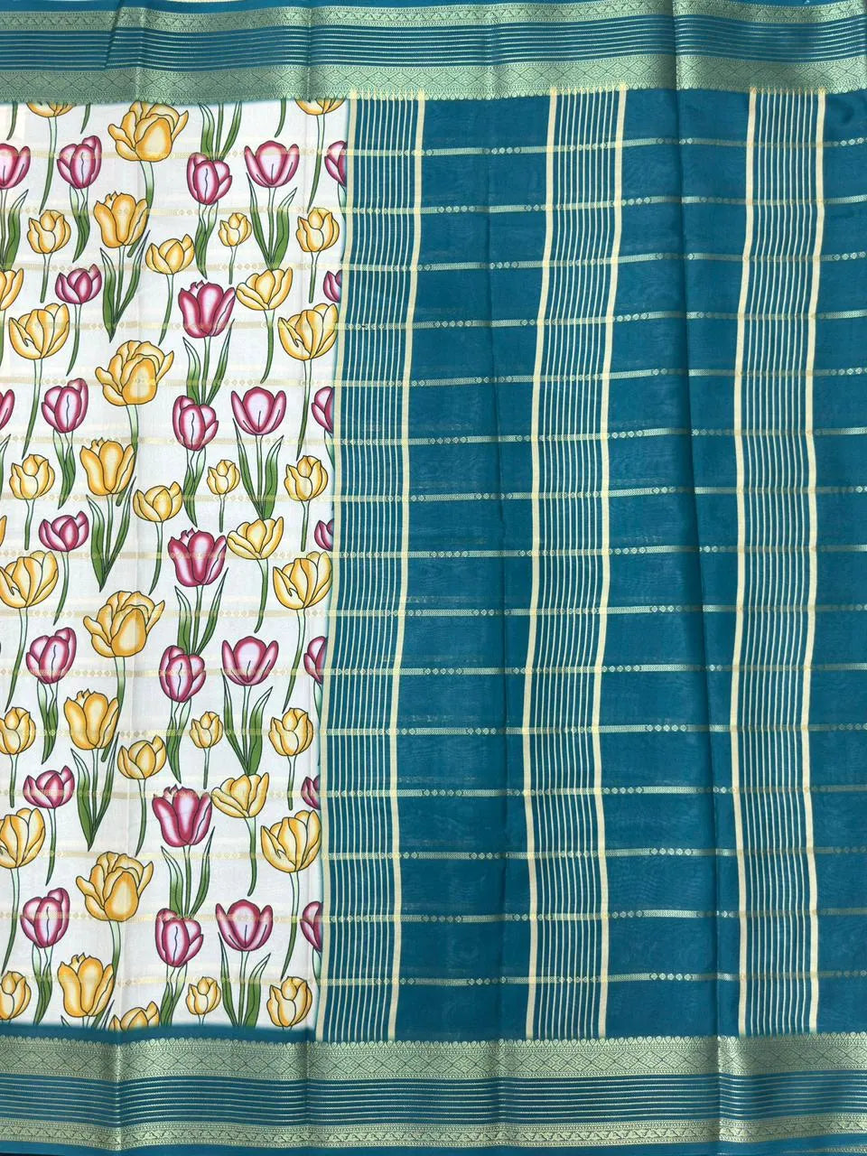 Scarlet Charm – Semi Mysore Crepe Saree with Stylish Printed Design (Scarlet Print)