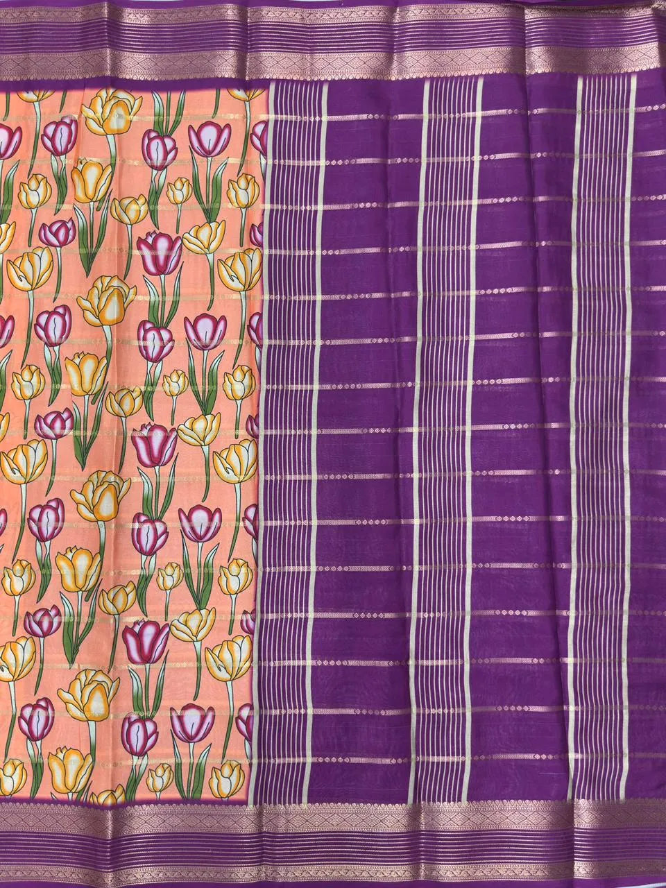 Scarlet Charm – Semi Mysore Crepe Saree with Stylish Printed Design (Scarlet Print)