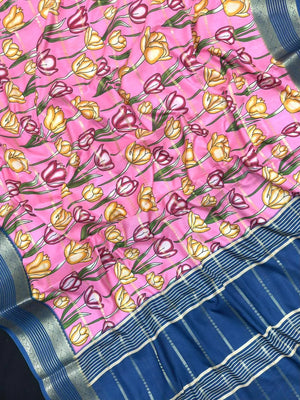 Scarlet Charm – Semi Mysore Crepe Saree with Stylish Printed Design (Scarlet Print)