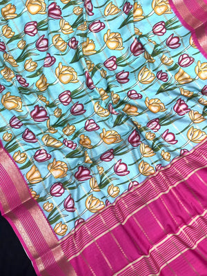 Scarlet Charm – Semi Mysore Crepe Saree with Stylish Printed Design (Scarlet Print)