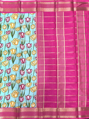 Scarlet Charm – Semi Mysore Crepe Saree with Stylish Printed Design (Scarlet Print)