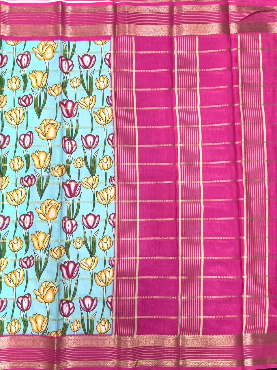 Scarlet Charm – Semi Mysore Crepe Saree with Stylish Printed Design (Scarlet Print)