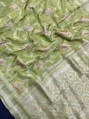 Semi Banarasi saree with soft fabric and traditional zari motifs – ideal for festive and special occasions