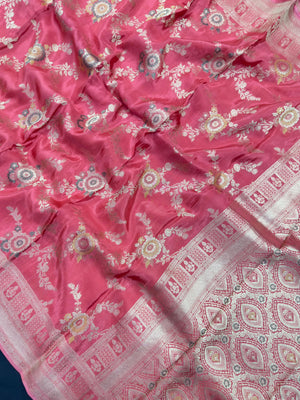 Semi Banarasi saree with soft fabric and traditional zari motifs – ideal for festive and special occasions