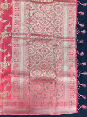 Semi Banarasi saree with soft fabric and traditional zari motifs – ideal for festive and special occasions