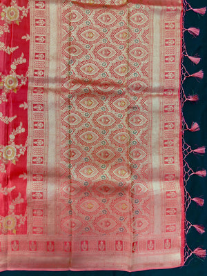 Semi Banarasi saree with soft fabric and traditional zari motifs – ideal for festive and special occasions