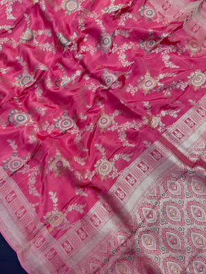 Semi Banarasi saree with soft fabric and traditional zari motifs – ideal for festive and special occasions