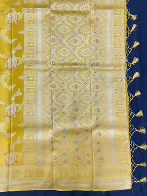 Semi Banarasi saree with soft fabric and traditional zari motifs – ideal for festive and special occasions