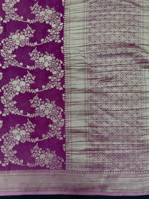 Semi chiffon saree with soft, flowing fabric and subtle shine – perfect for daily and casual wear