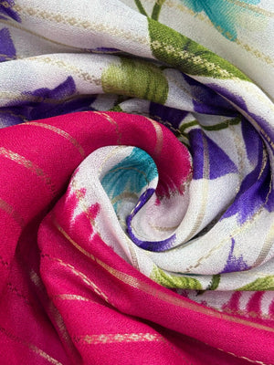 Model in a flowy Semi Chiffon Silk Saree with soft pleats and a graceful drape, styled for a modern yet traditional Indian look.