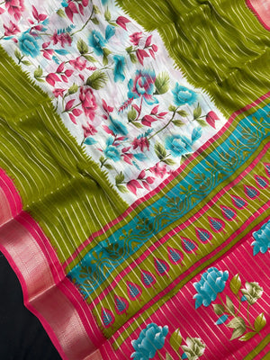 Model in a flowy Semi Chiffon Silk Saree with soft pleats and a graceful drape, styled for a modern yet traditional Indian look.