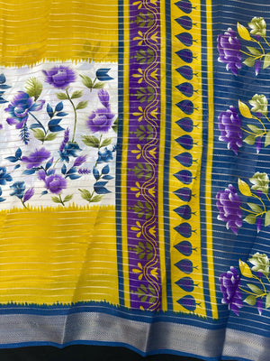 Model in a flowy Semi Chiffon Silk Saree with soft pleats and a graceful drape, styled for a modern yet traditional Indian look.