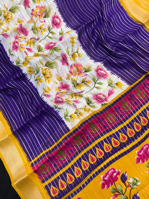 Model in a flowy Semi Chiffon Silk Saree with soft pleats and a graceful drape, styled for a modern yet traditional Indian look.