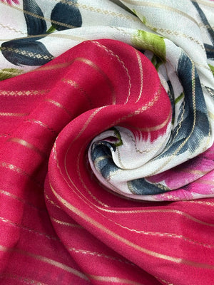 Model in a flowy Semi Chiffon Silk Saree with soft pleats and a graceful drape, styled for a modern yet traditional Indian look.