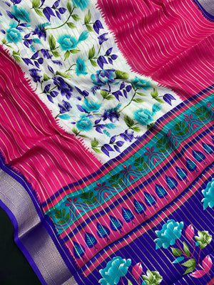 Model in a flowy Semi Chiffon Silk Saree with soft pleats and a graceful drape, styled for a modern yet traditional Indian look.