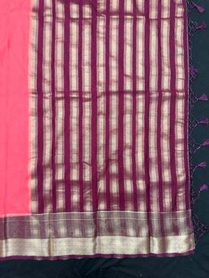 "Elegant semi crepe silk saree with a smooth, lustrous drape, perfect for daily wear and casual or professional settings."