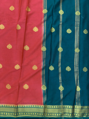 "Elegant Semi Crepe Silk saree with a smooth, lustrous finish, perfect for daily wear, offering a blend of style and comfort."
