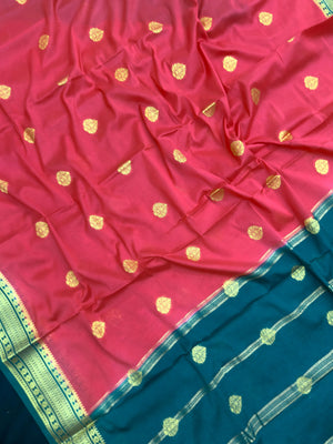 "Elegant Semi Crepe Silk saree with a smooth, lustrous finish, perfect for daily wear, offering a blend of style and comfort."